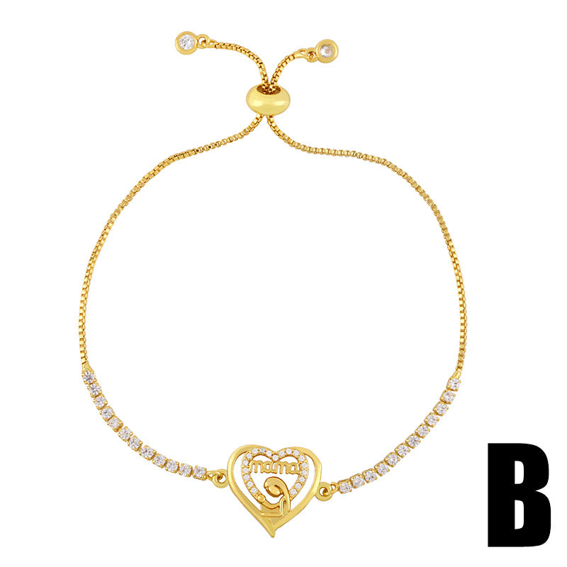 Venta al por mayor Pulsera Cobre Redonda Corazón Día De La Madre